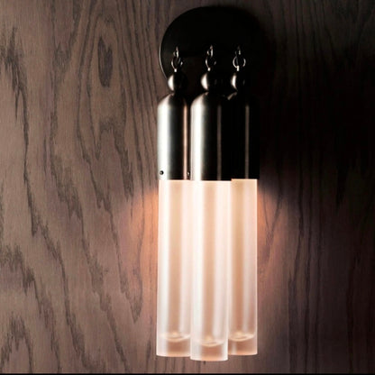Tassel 3 Sconce - Glass Tube Wall Light Sconce - Modern Brass Light Fixture - Cylinder Glass Wall Sconce - Frosted Glass Antique Fixture