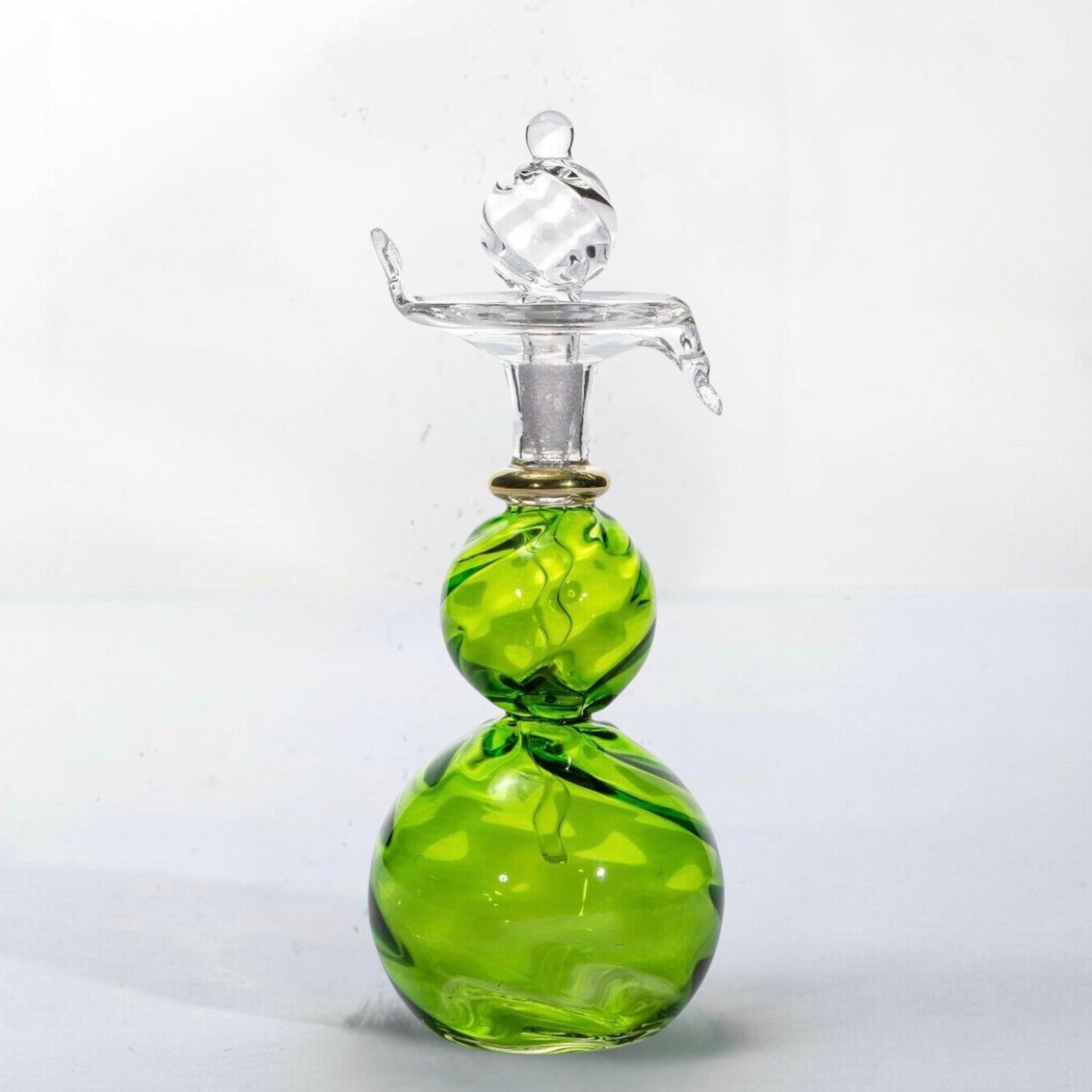 Fragrance Hued Green perfume Glass Bottle - Baccart Special Edition - Handmade Fragrance Bottle - Custom perfume Bottle - Romantic Gift