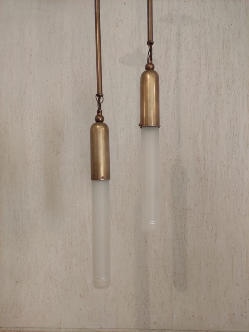 TASSEL One Pendant - Glass Tube Wall Light - Modern Brass Light - Cylinder Glass Pendant - Frosted Glass Pendant - Modern Pendant light