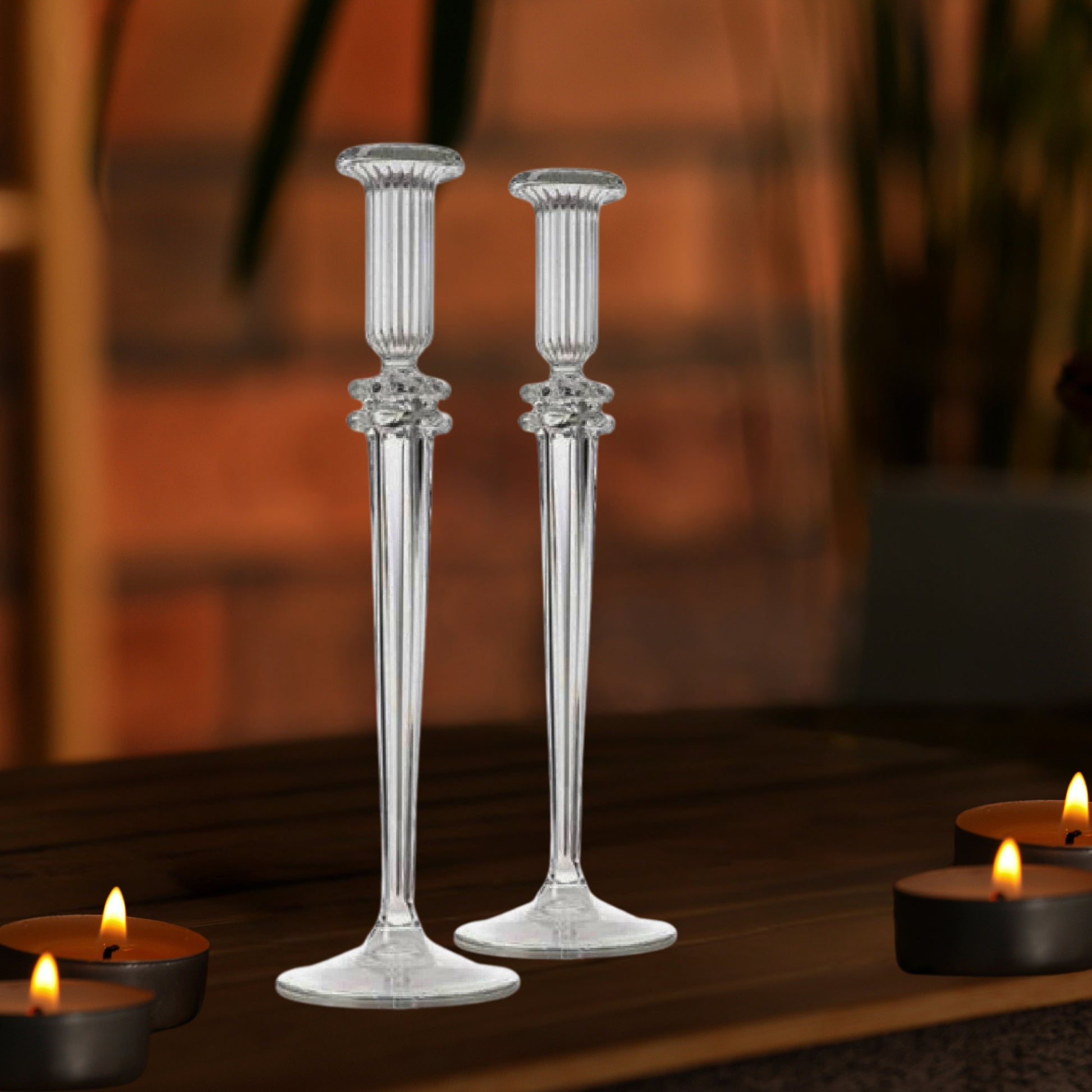 Handmade New Style Glass Candle Holder - Modern Nordic Glass Taper Candle Holder Pillar - Candlelight Table Ornament Glass Candlestick Decor