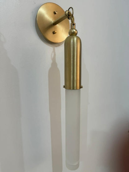 NEW TASSEL 1 Sconce - Glass Tube Wall Sconce Light - Wall Modern Antique Brass light Fixture - Cylinder Glass Sconce - Frosted Glass Sconce