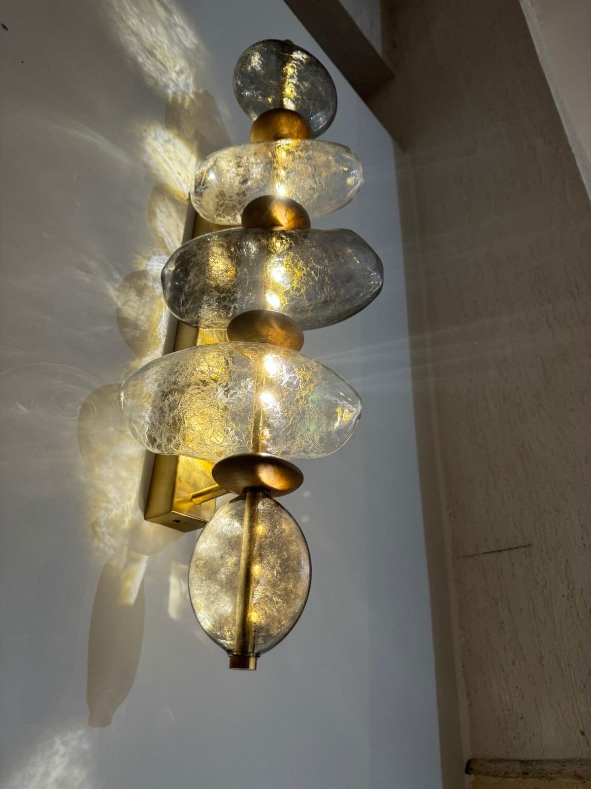 New Smoked Murano Wall Sconce - frost Stone Wall Sconce Light - Modern gold wall sconce - Antique glass Wall lighting - Bubbled Stone Sconce