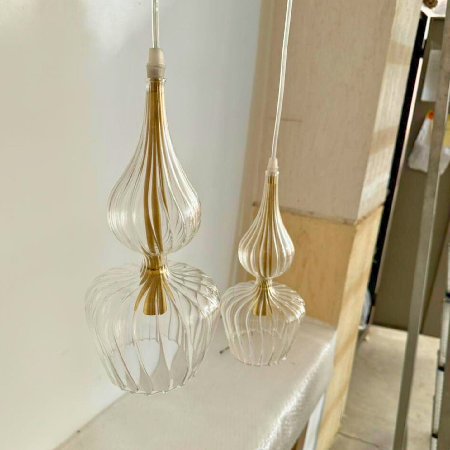 Modern Hand-Made Chandelier Industrial Glass Blown Pendent Light, Ceiling Fixture, Home Deco, Light Fixture, Brass Fixtures