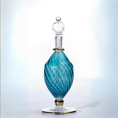 Vintage Mouth Blown Egyptain Glass Perfume Bottle Hand Painted 7.75'' Blue Color Frigrance home and office decorations