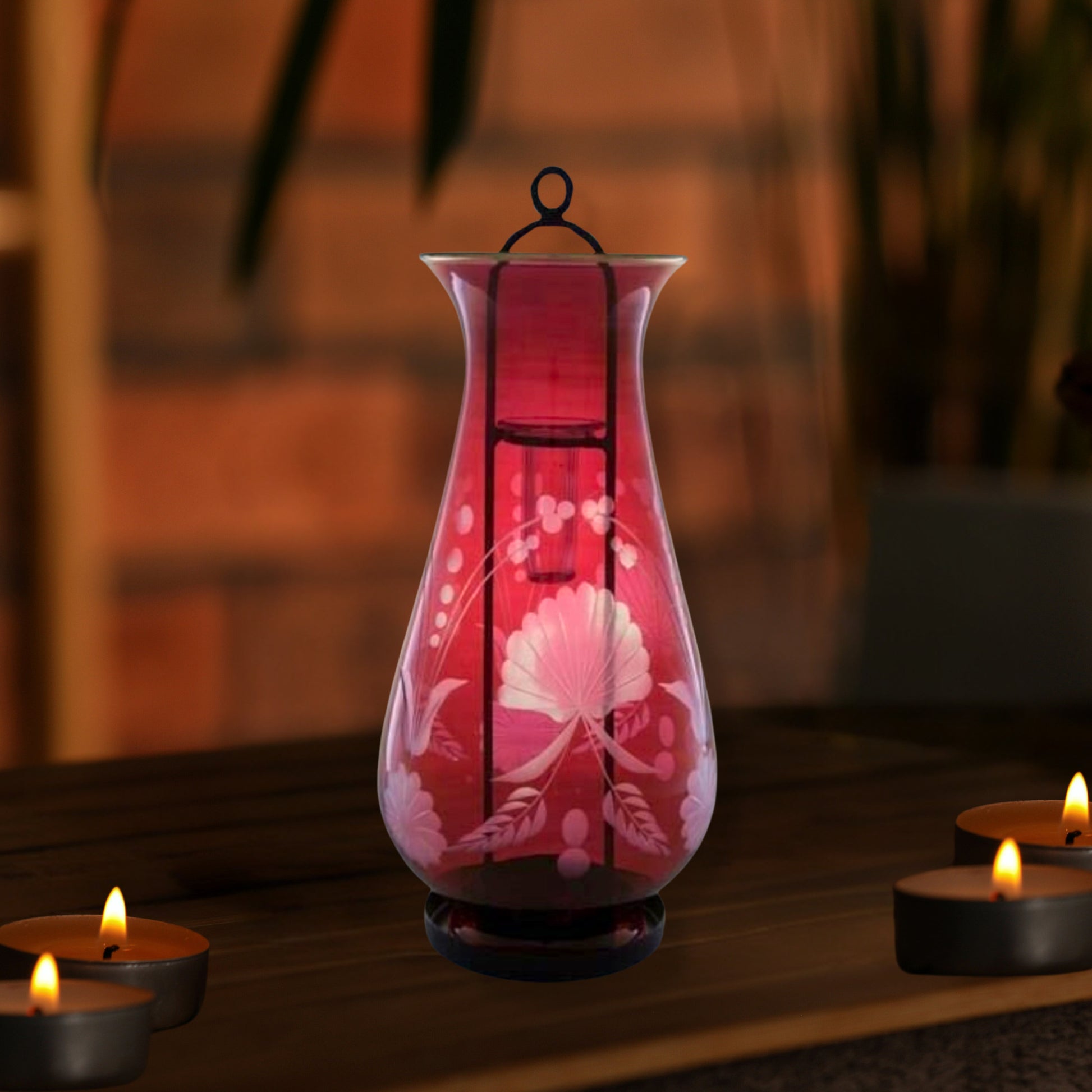 Lantern Table Candlesticks Wedding Party Engraved Glass Candle Holder Valentine - Colourful Center Piece Glass Candlestick Holders - Gift