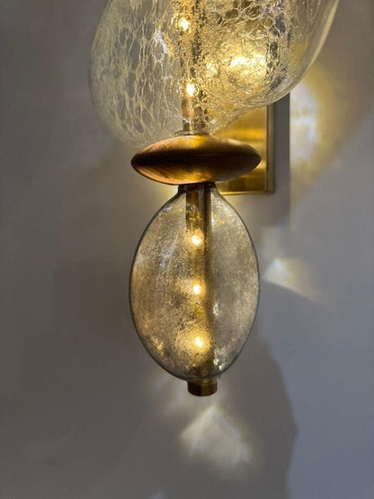 New Smoked Murano Wall Sconce - frost Stone Wall Sconce Light - Modern gold wall sconce - Antique glass Wall lighting - Bubbled Stone Sconce