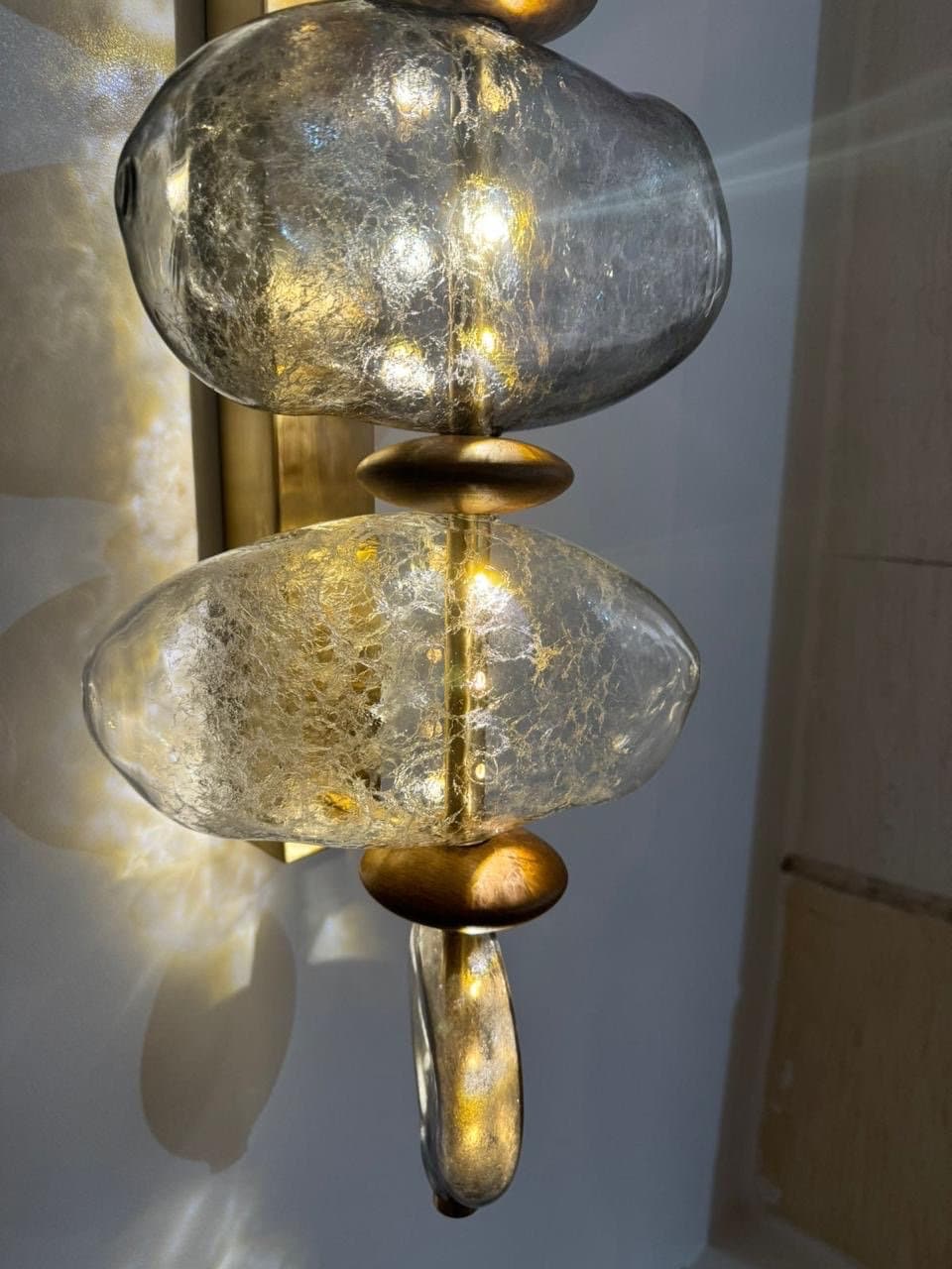 New Smoked Murano Wall Sconce - frost Stone Wall Sconce Light - Modern gold wall sconce - Antique glass Wall lighting - Bubbled Stone Sconce