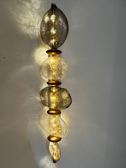 New Smoked Murano Wall Sconce - frost Stone Wall Sconce Light - Modern gold wall sconce - Antique glass Wall lighting - Bubbled Stone Sconce