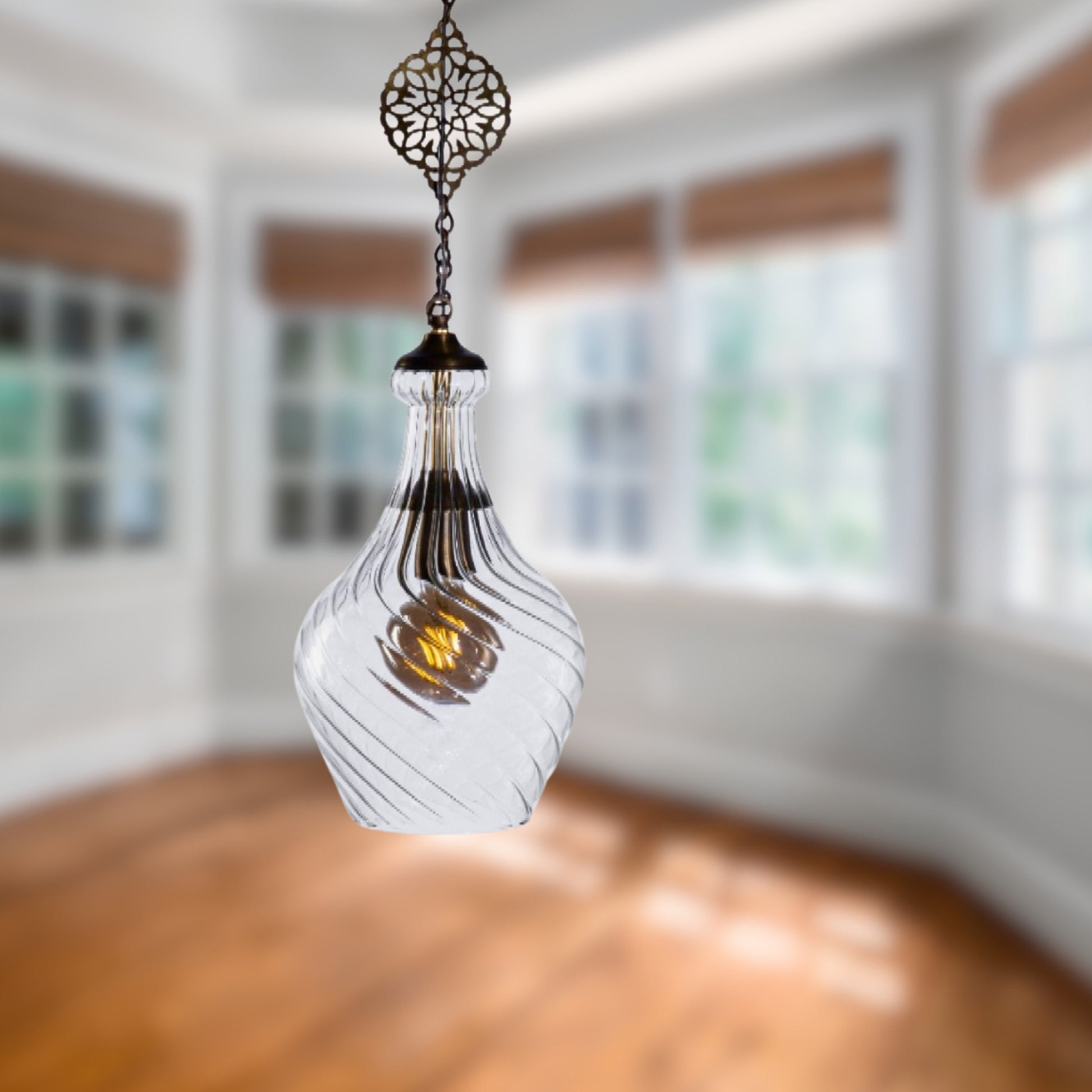 Blown Glass handmade pendant - Art glass light fixtures - Ceiling Light Fixture - Brass Ceiling Canopy pendant light - Custom Pendant light