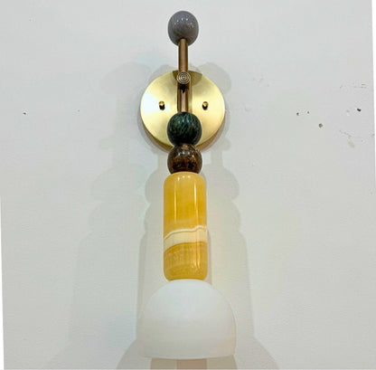 Handmade Brass Finish Sconce lighting - Marble Gemstones Light - Wall Light Sconce Indoor Sconce light - Wall Lamp - Gemstone Sconce Light