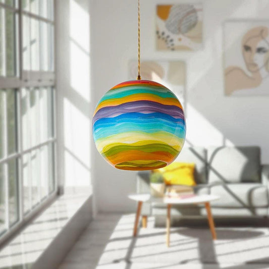 Modern Pendant Light - Custom Color Ceiling Light Fixture - Hanging Lamp - Kitchen Decor Chandelier - Multi Color Sea Wave Design