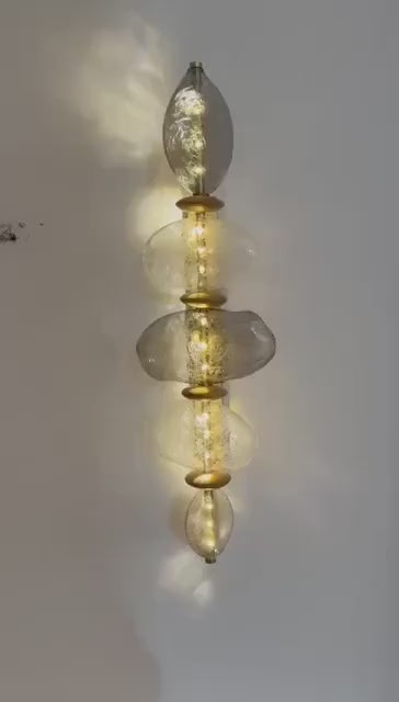 New Smoked Murano Wall Sconce - frost Stone Wall Sconce Light - Modern gold wall sconce - Antique glass Wall lighting - Bubbled Stone Sconce