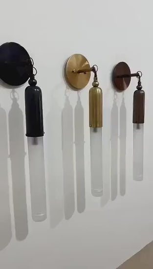 NEW TASSEL 1 Sconce - Glass Tube Wall Sconce Light - Wall Modern Antique Brass light Fixture - Cylinder Glass Sconce - Frosted Glass Sconce